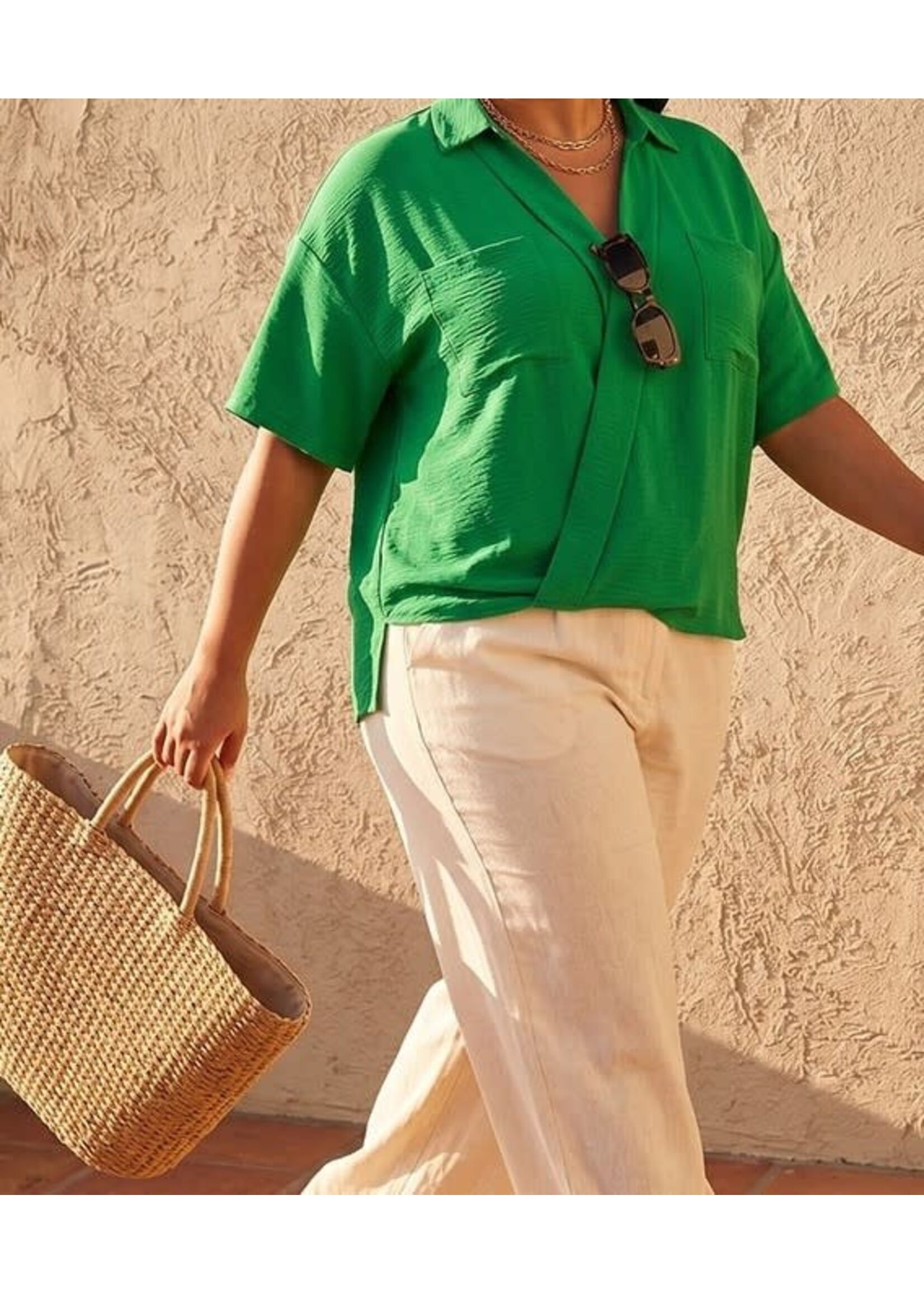 TMWN11531X - PLUS COLLARED, FRONT POCKET, SHORT SLEEVE TOP