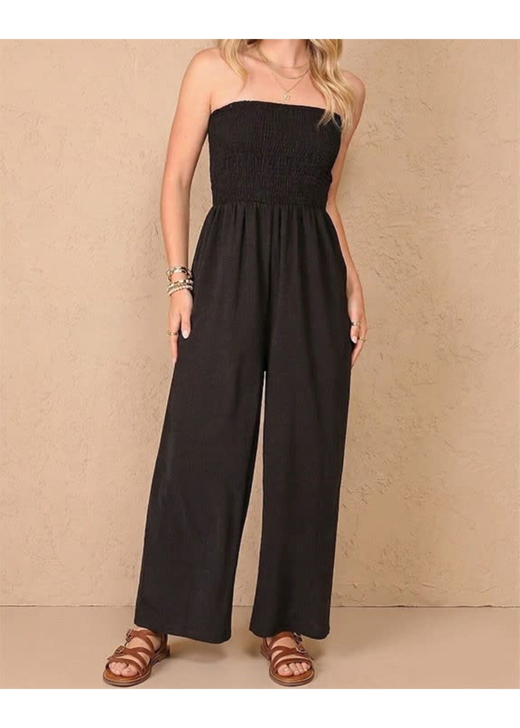TMWP8493D - SMOCKED STRAPLESS JUMPSUIT