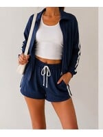 TMMJ3385 SET - SPORTY CONTRAST STRIPE, JACKET & SHORT SET