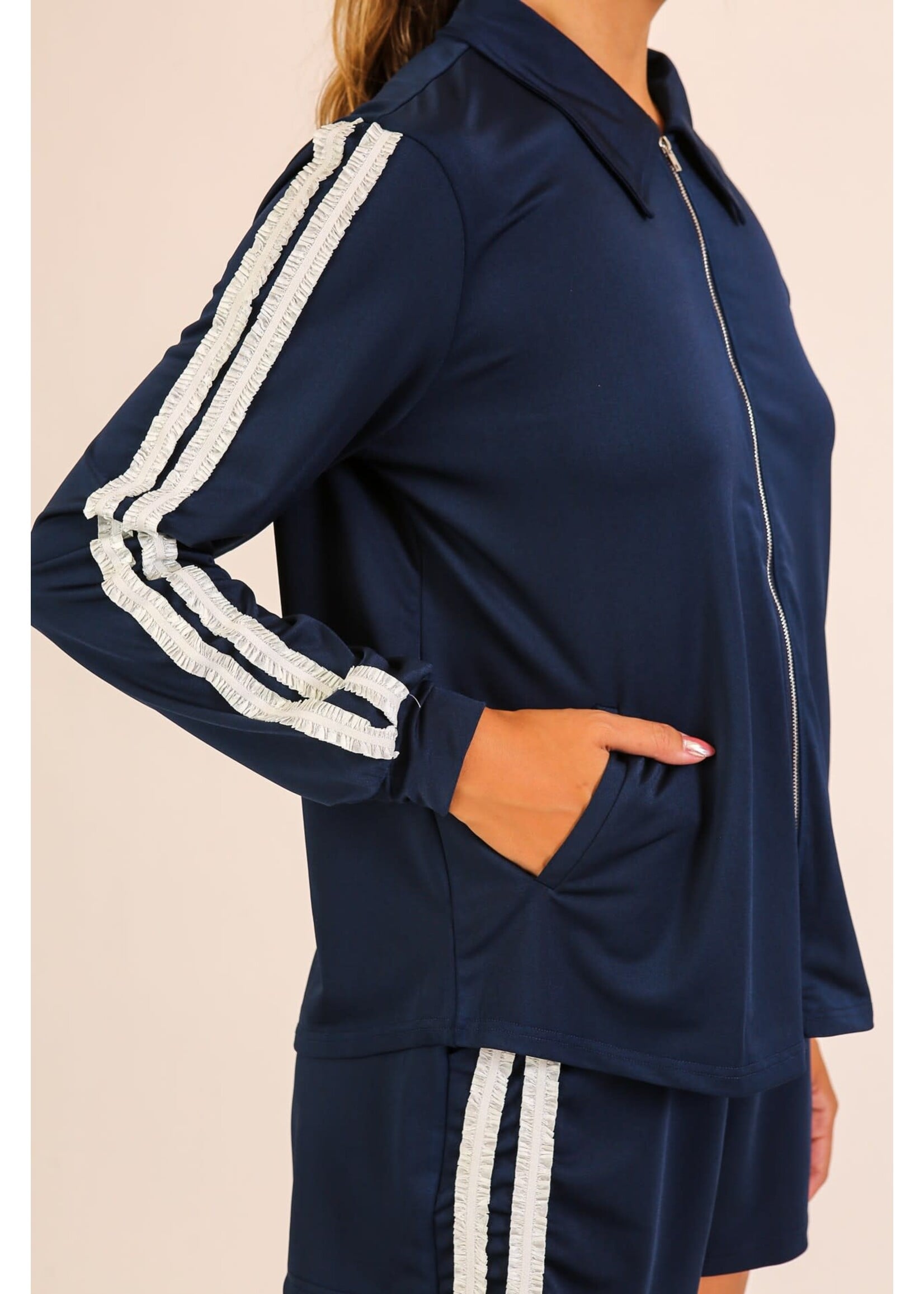 TMMJ3385 SET - SPORTY CONTRAST STRIPE, JACKET & SHORT SET