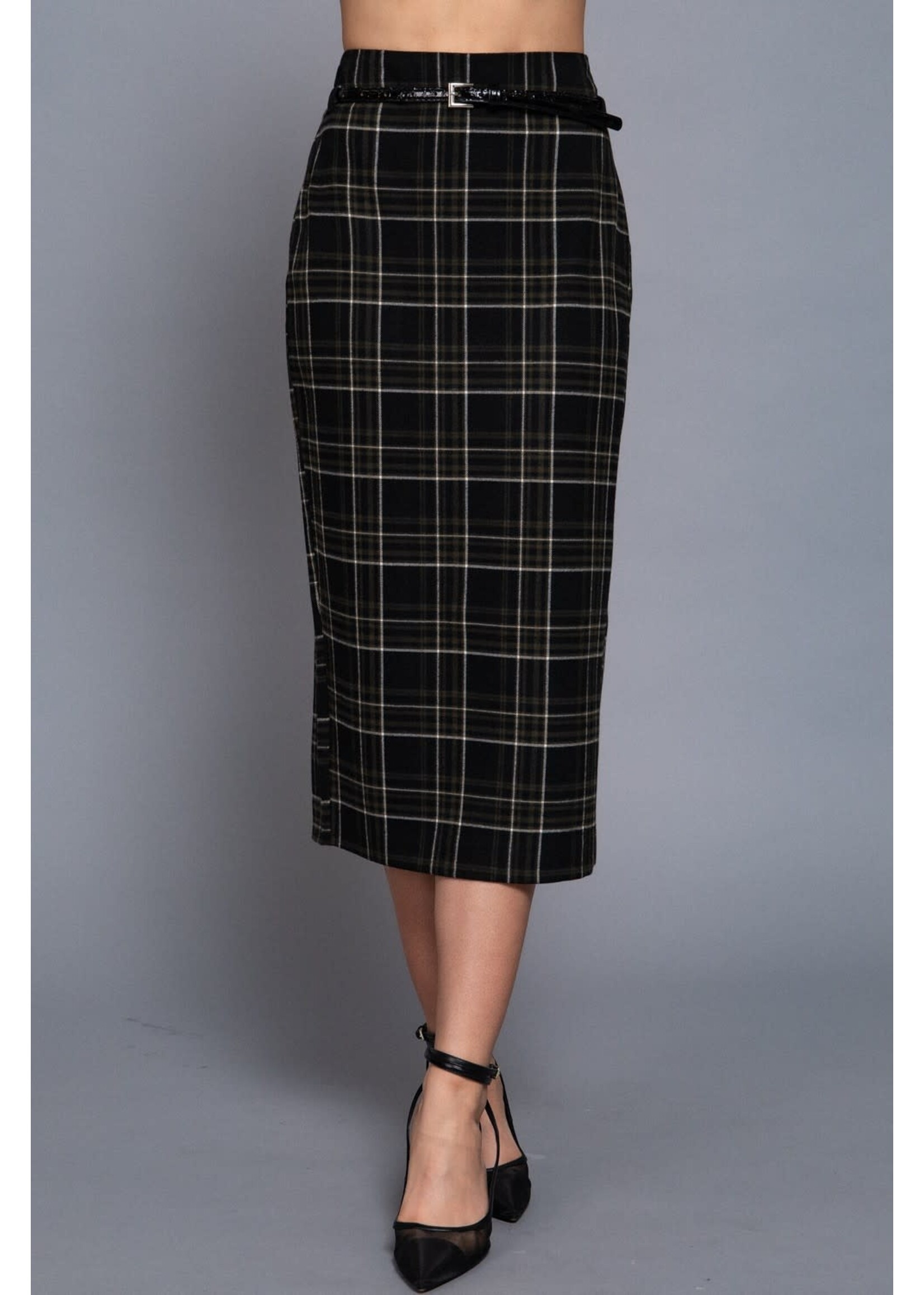 ABS14754 - WAIST BELT COLUMN SKIRT