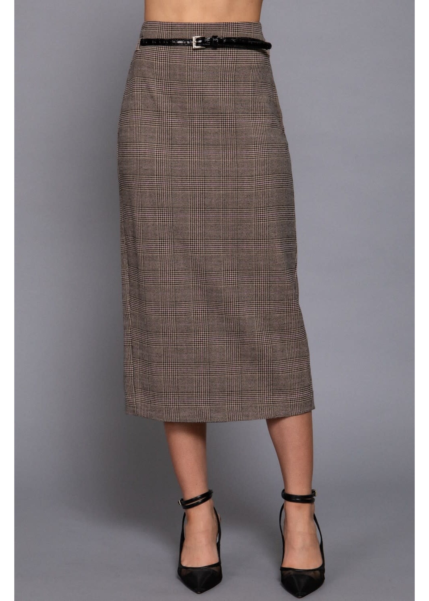ABS14754 - WAIST BELT COLUMN SKIRT