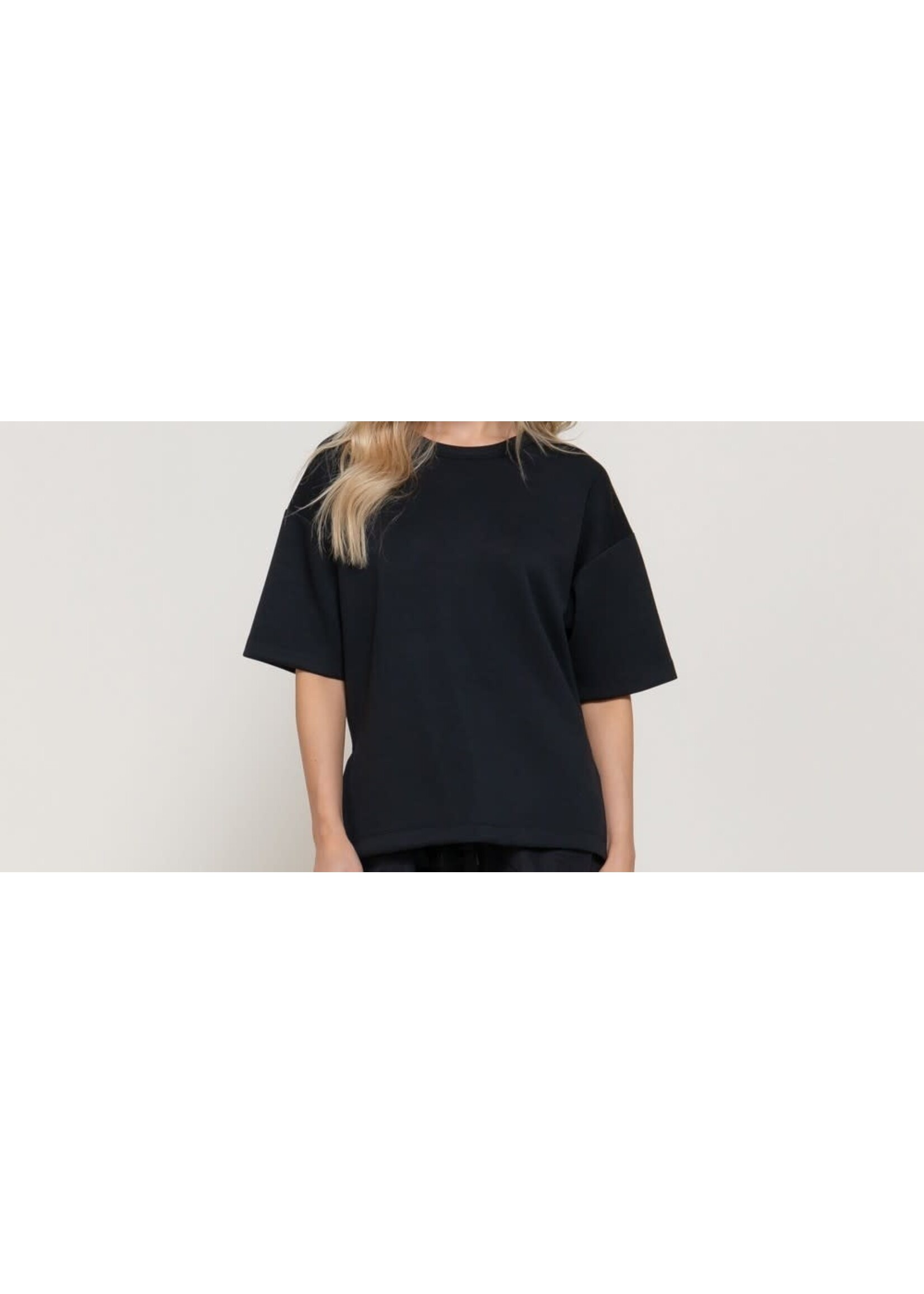 ABT75153 - SHORT SLEEVE OVERSIZED SCUBA KNIT TOP
