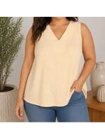 AV51472WX - STRIPED SLEEVELESS VNECK WOVEN TOP
