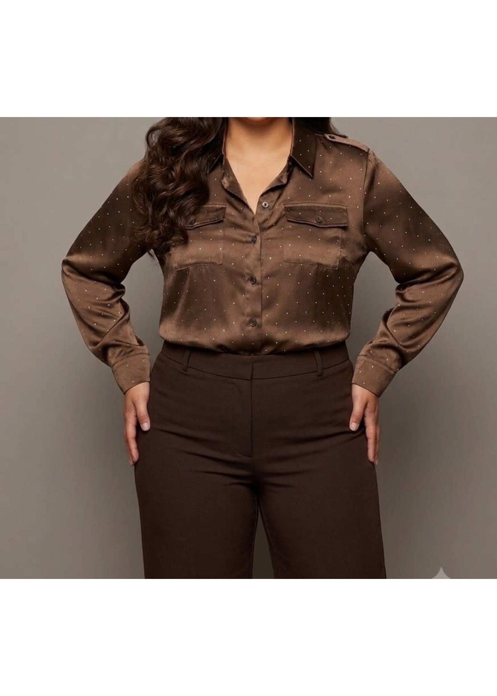 FS5771X - PLUS HOLIDAY SATIN LONG SLEEVE TOP