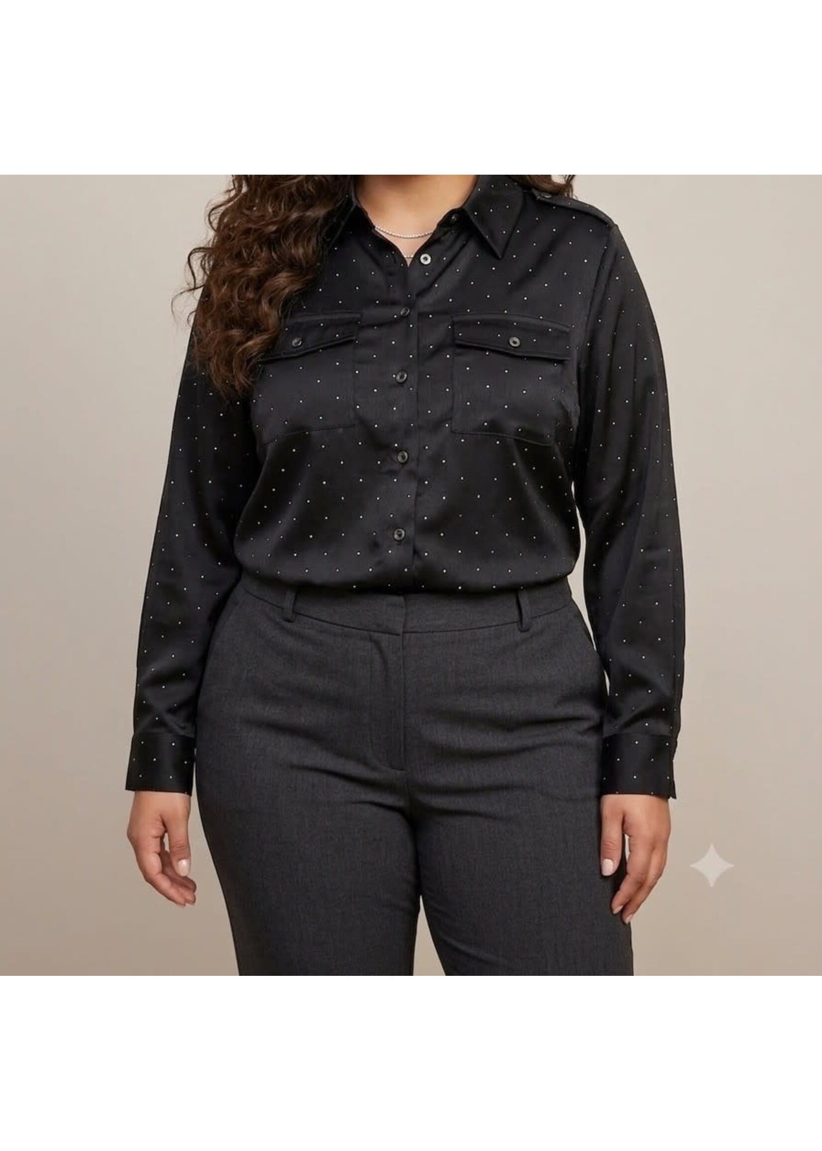 FS5771X - PLUS HOLIDAY SATIN LONG SLEEVE TOP
