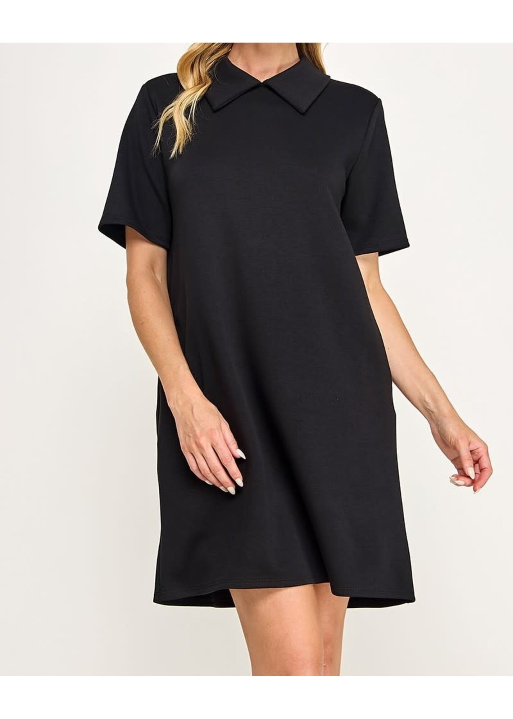 2HD4213 - SCUBA KNIT COLLARED SHIFT DRESS