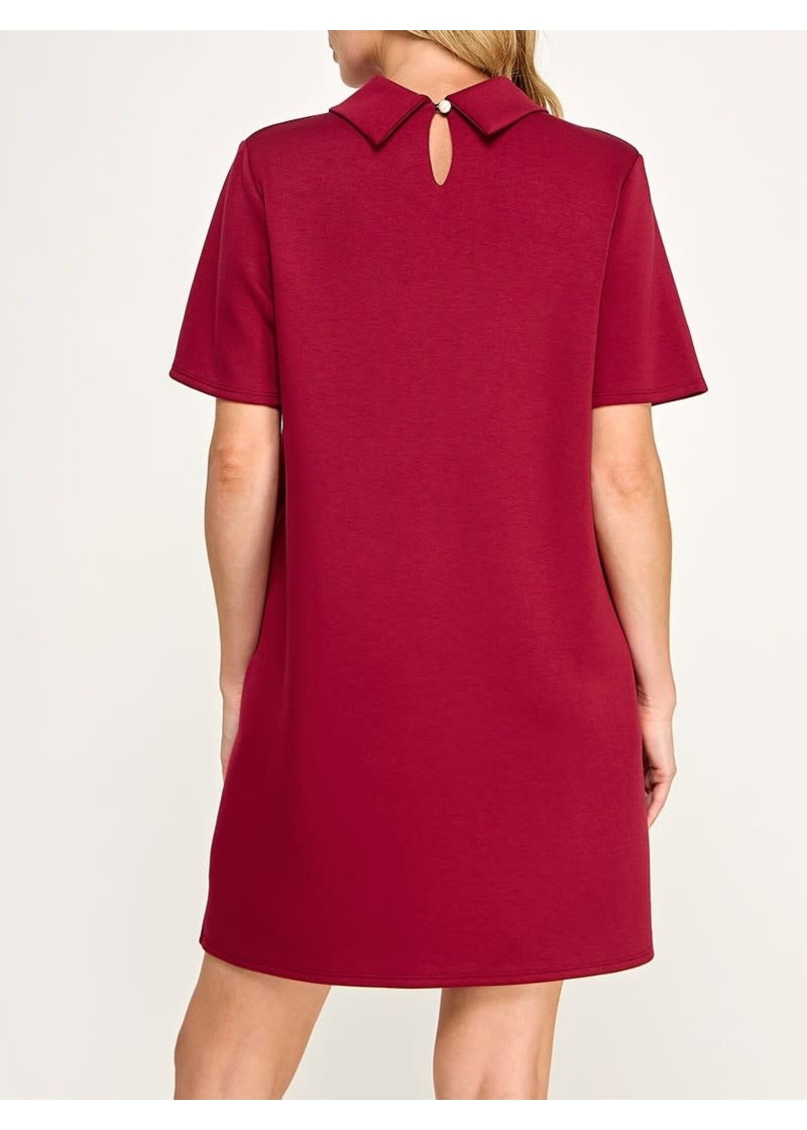 2HD4213 - SCUBA KNIT COLLARED SHIFT DRESS