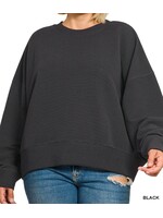 ZNHRT2525X5 - PLUS RIBBED BALLOON SLEEVE PULLOVER TOP