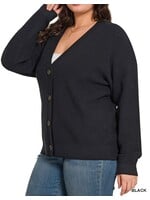 ZNTW2123X5 - PLUS DROP SHOULDER BUTTON FRONT CARDIGAN