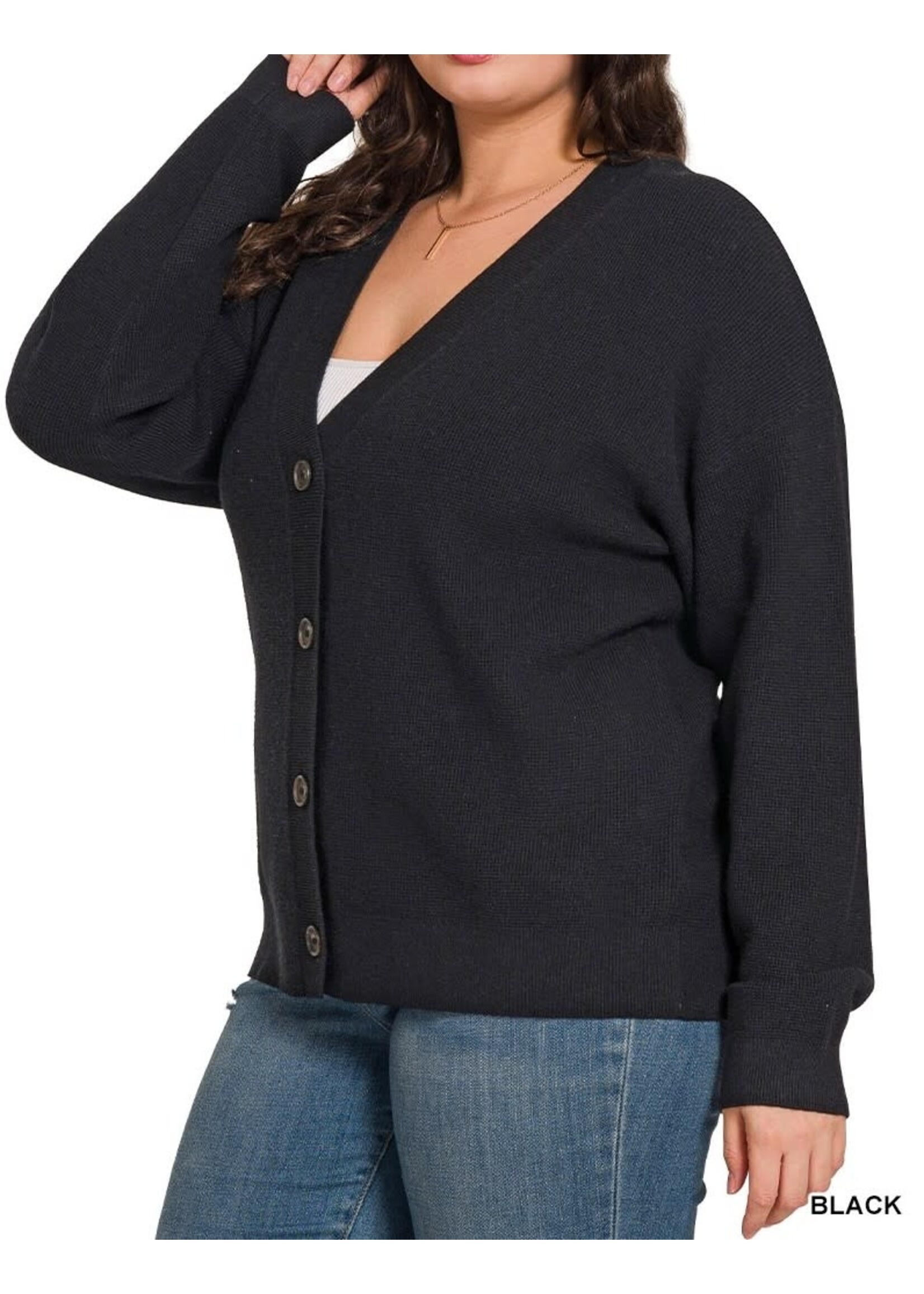 ZNTW2123X5 - PLUS DROP SHOULDER BUTTON FRONT CARDIGAN