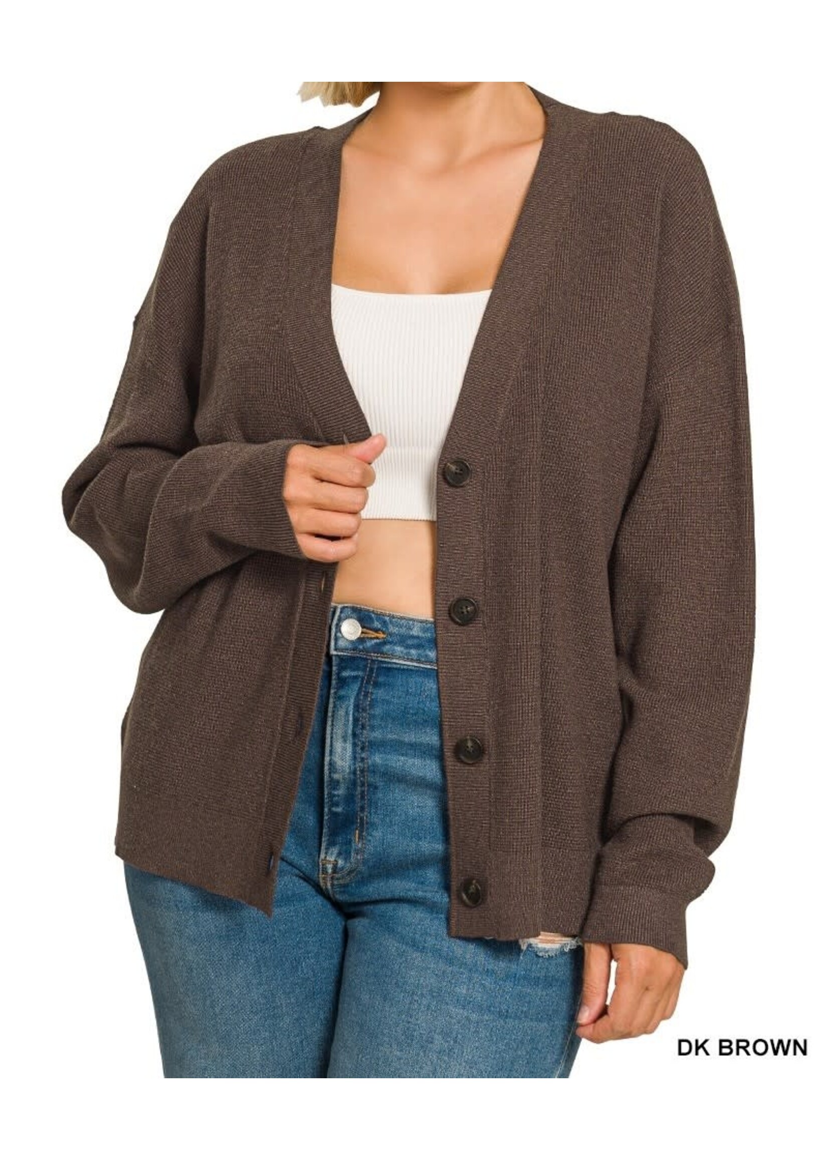 ZNTW2123X5 - PLUS DROP SHOULDER BUTTON FRONT CARDIGAN