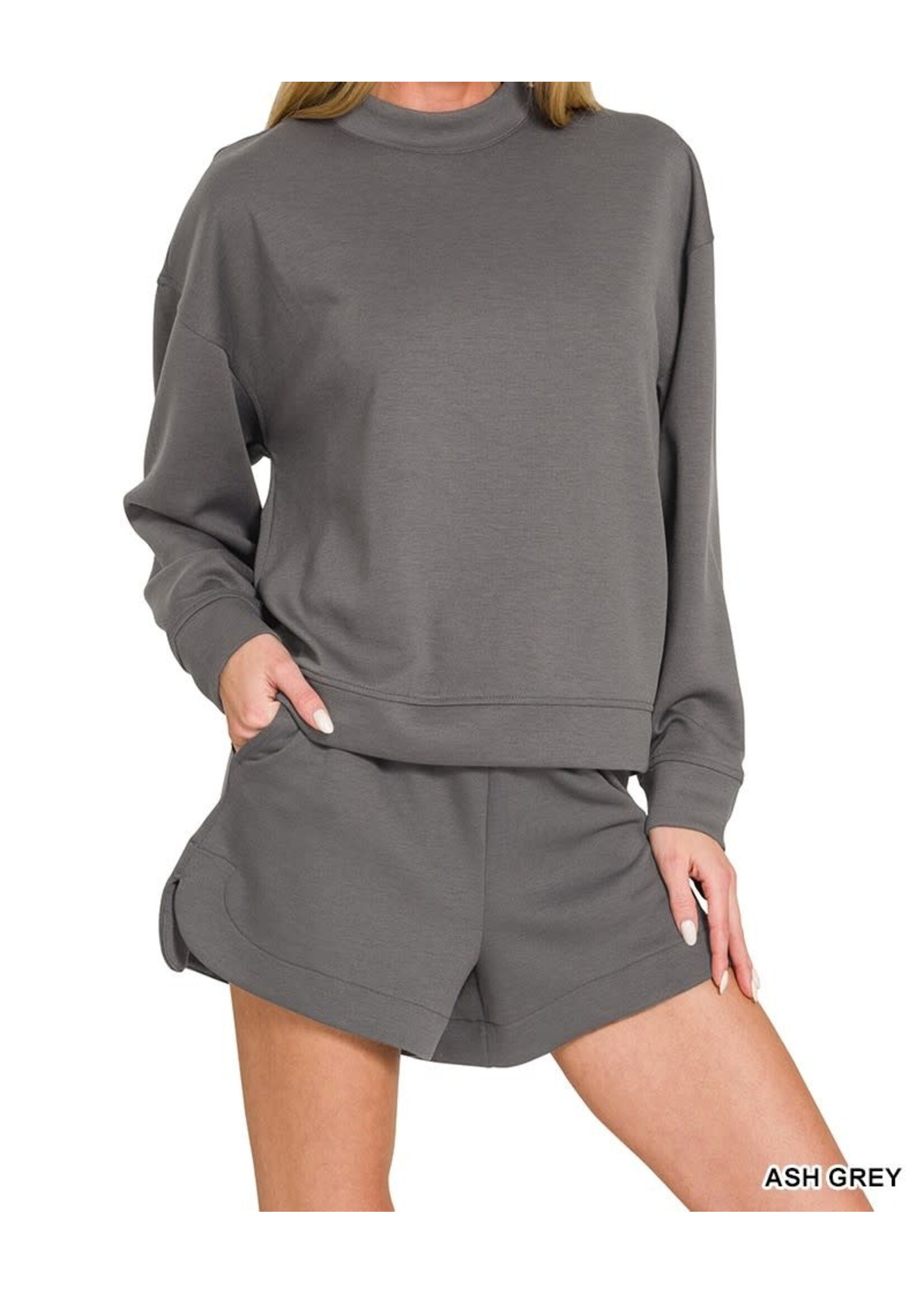 ZNROTP4127Y - SCUBA KNIT PULLOVER TOP & SHORTS SET