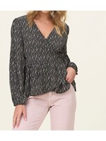 TNRIT83240 - LONG SLEEVE WRAP PEPLUM TOP