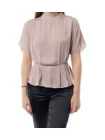 NZEB119032 - HIGH NECK DROP SHOULDER PEPLUM TOP