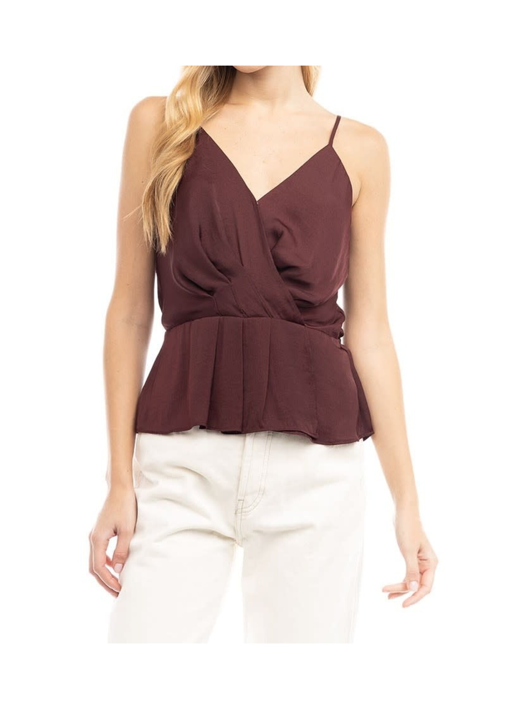 NZCT115456 - VNECK PLEATED PEPLUM TOP