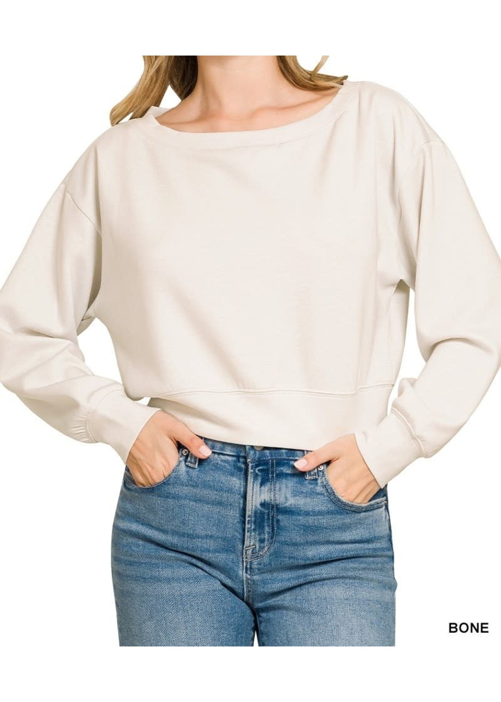 ZNROT4079Y - SCUBA CROPPED BOAT NECK PULLOVER