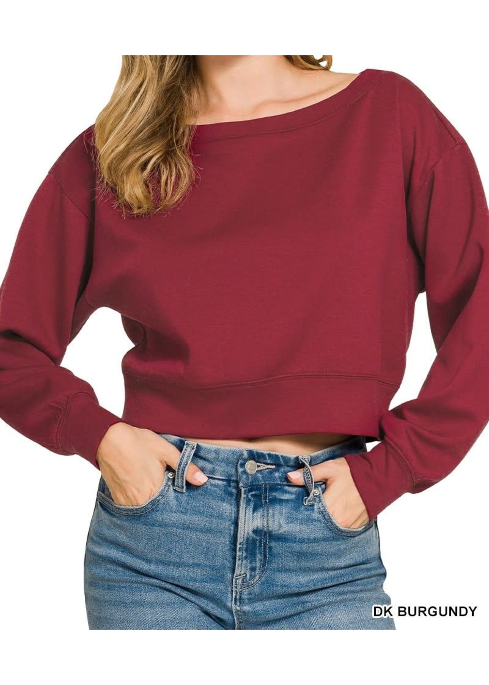 ZNROT4079Y - SCUBA CROPPED BOAT NECK PULLOVER