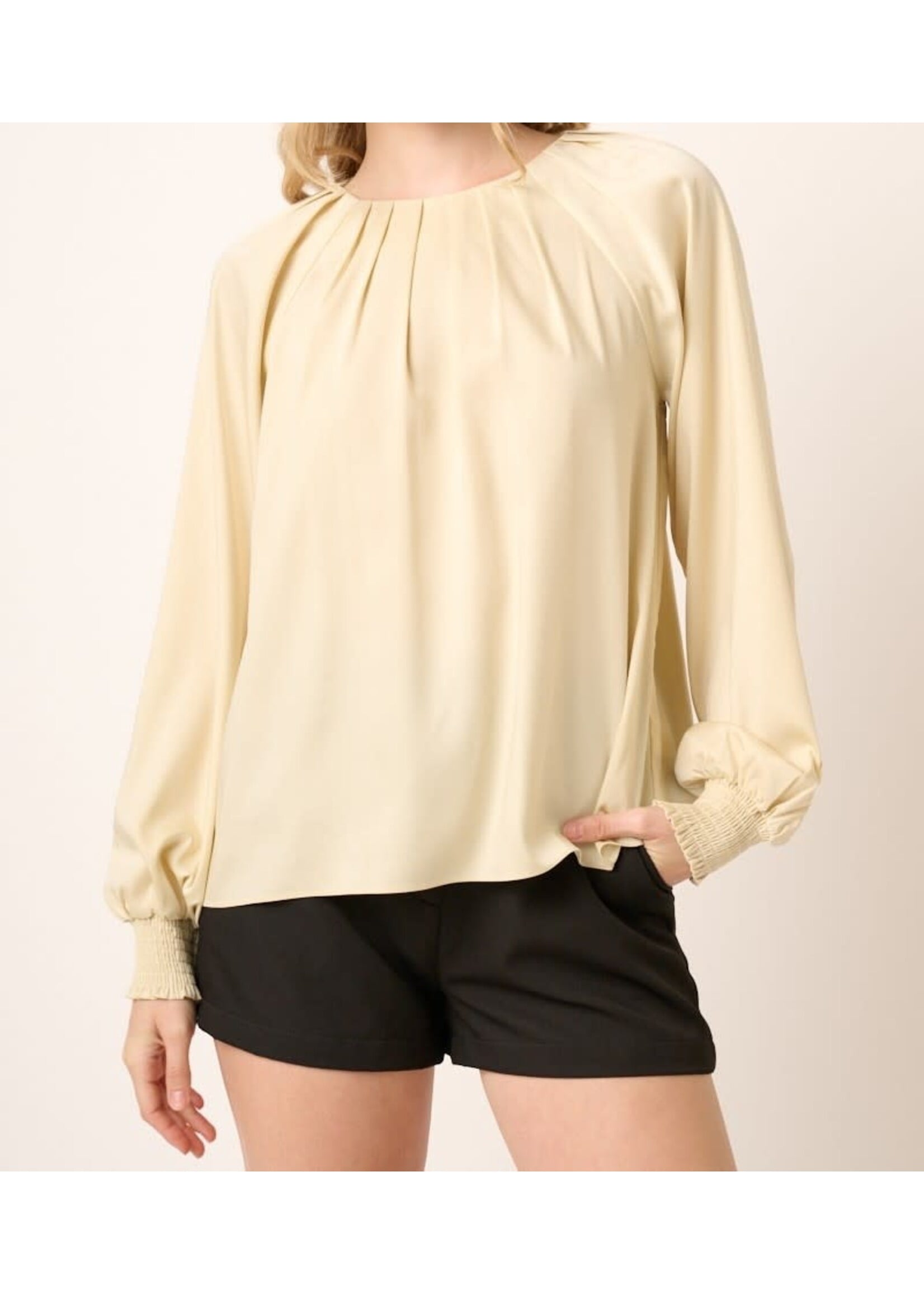 MSH15106 - PINTUCK DETAIL LONG SLEEVE TOP