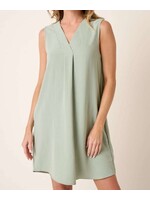 MSD1887 - AIRFLOW WOVEN VNECK PLEAT DETAIL SLEEVLESS DRESS