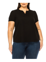 MOB838 -  PLUS MANDARIN COLLAR BLOUSE