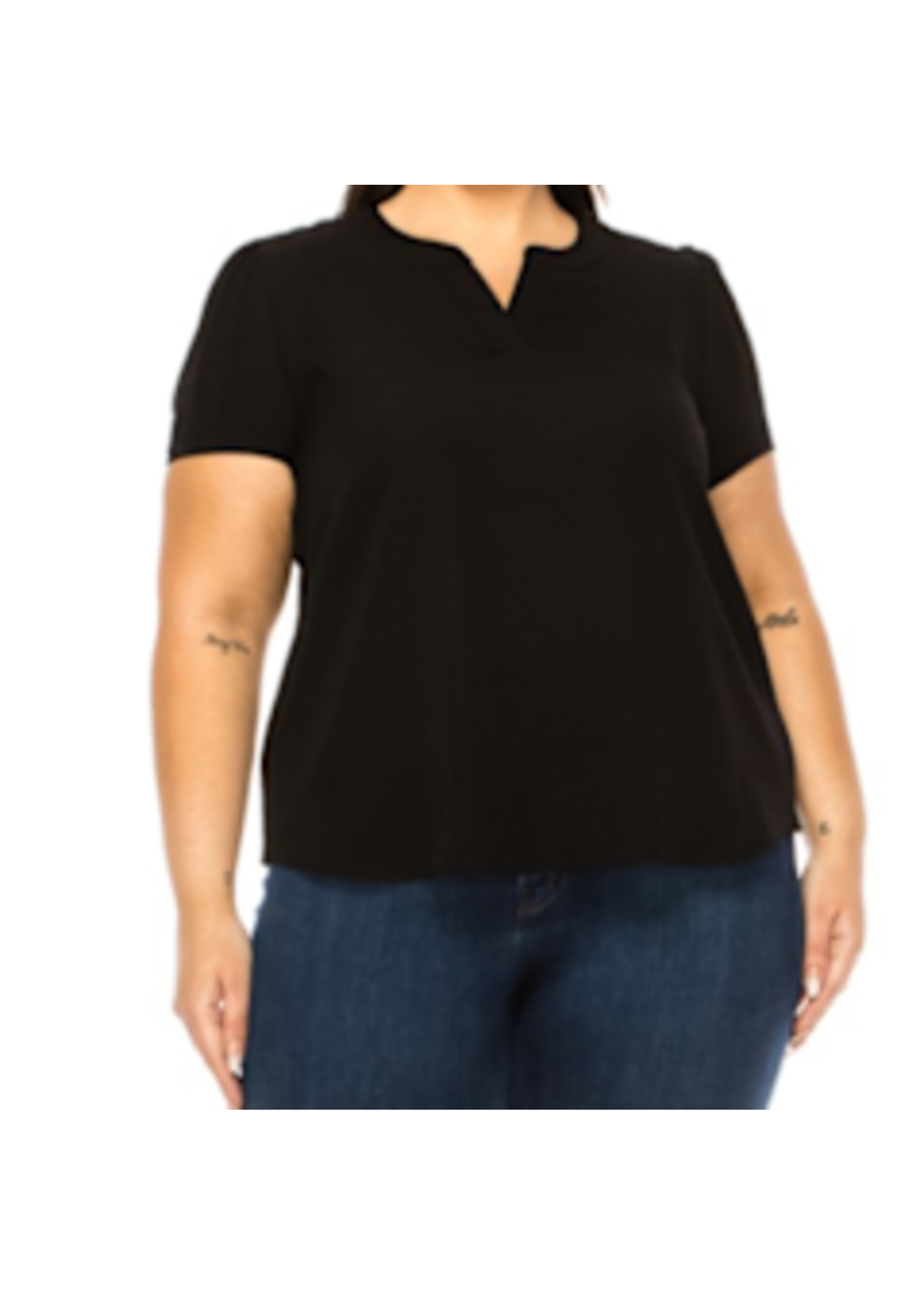 MOB838 -  PLUS MANDARIN COLLAR BLOUSE