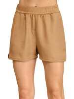 TULELIS01S - LINEN INSPIRED ELASTIC WAIST SHORTS