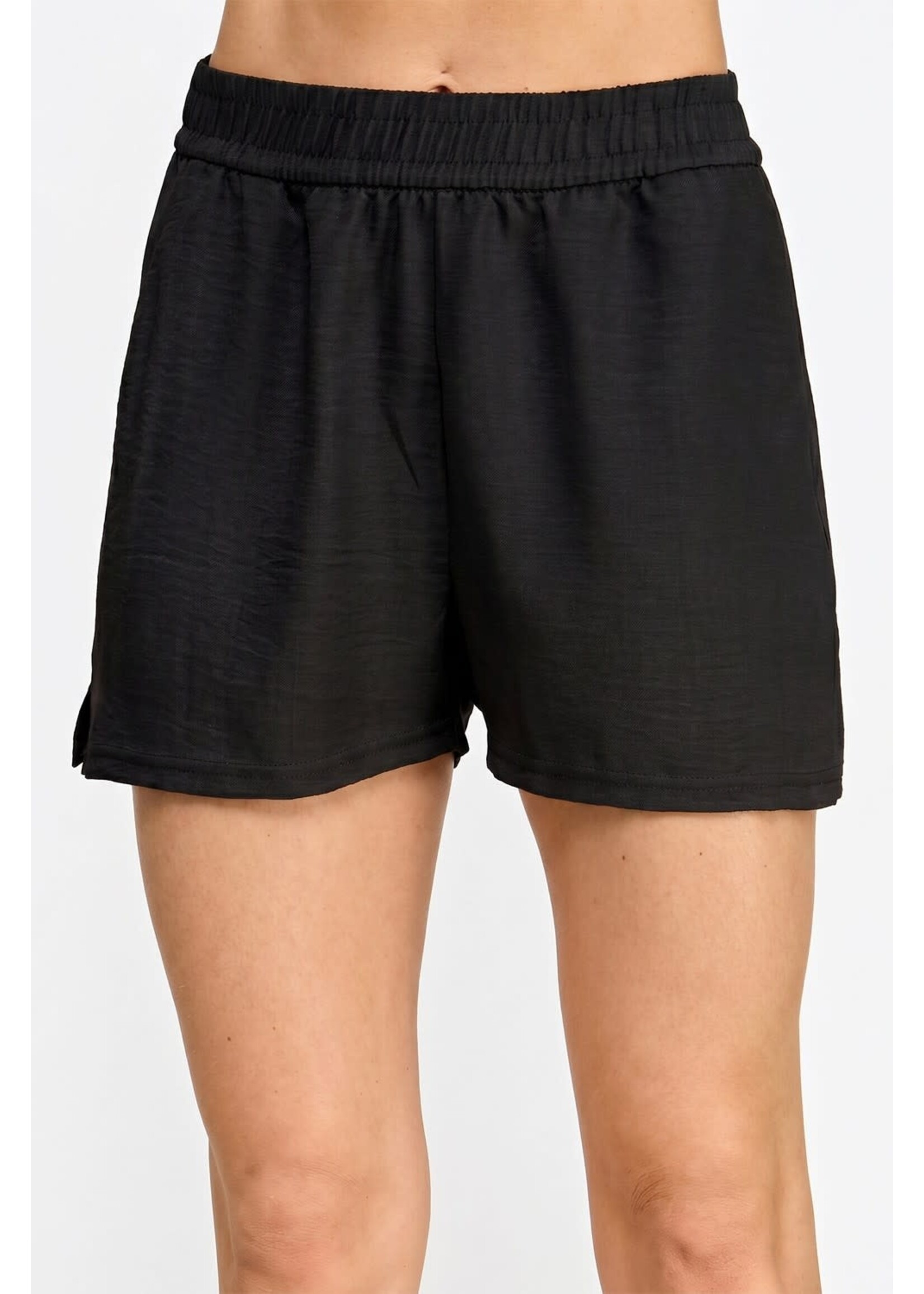 TULELIS01S - LINEN INSPIRED ELASTIC WAIST SHORTS