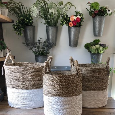 Zodax Seagrass Basket - 2 tone