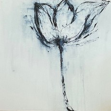 Janet Andre Block - White Print Blue Flower