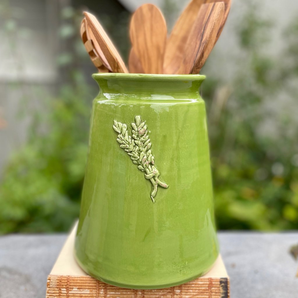 Mason Jar w/ Sprig - Green