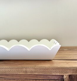 Scallop Wood Tray - White