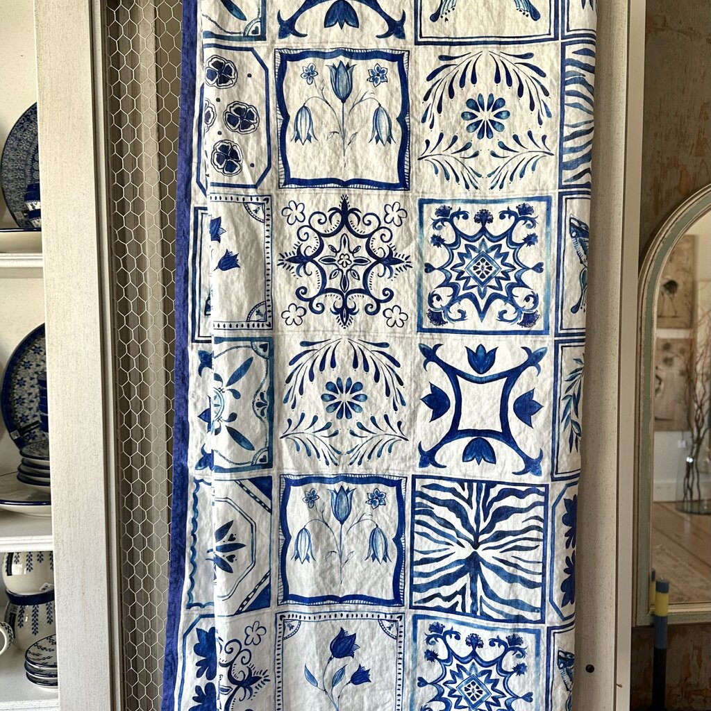 Portugese Tiles Linen Tablecloth