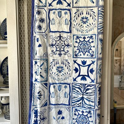Portugese Tiles Linen Tablecloth