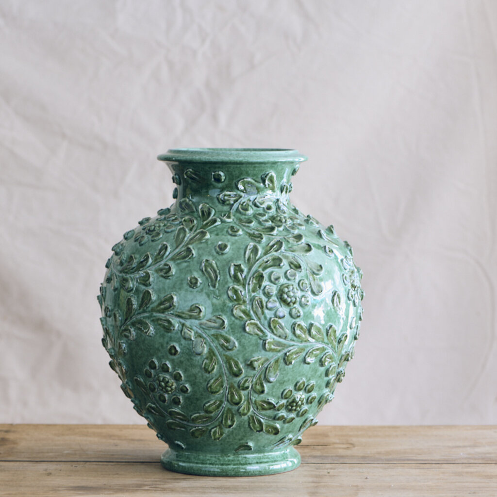 Vase with Vines - Dark Green