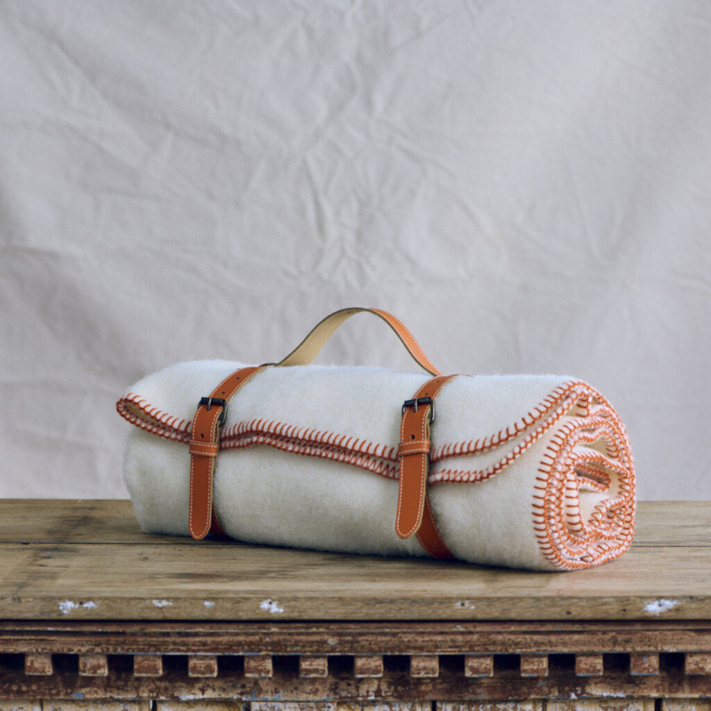 Lustou Ivory Throw - Tangerine Stitch