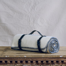 Lustou Ivory Throw - Ebony Stitch