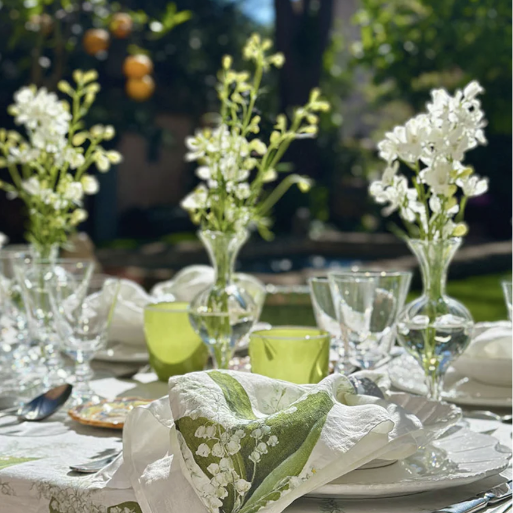 Summerill & Bishop Lily of the Valley 'Muguet' Linen Napkin