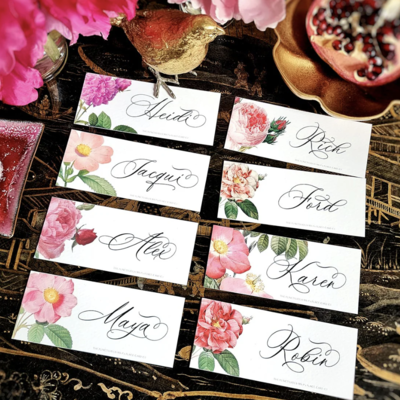 Rose Garden Place Cards (16) - Laydown