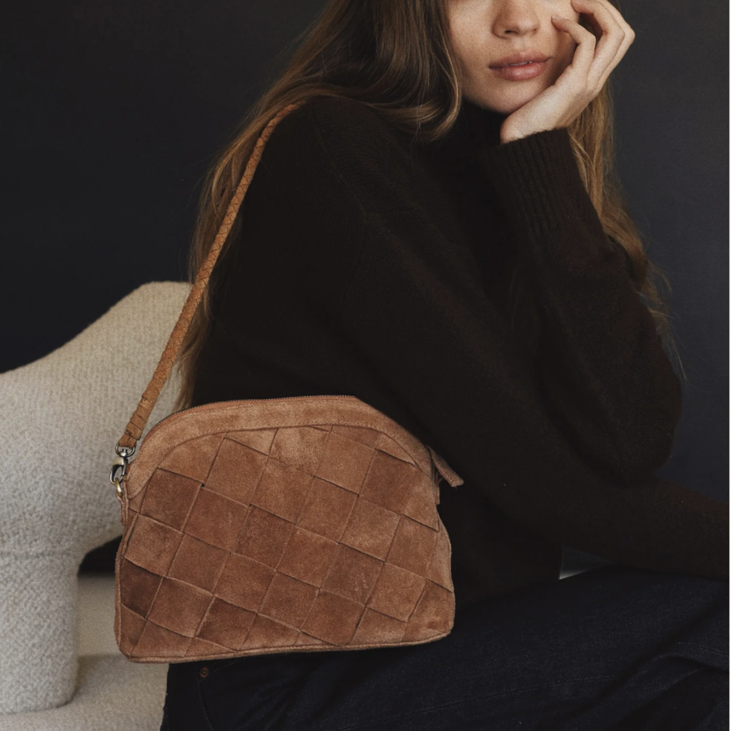 Carmen Grand Weave Suede Bag -