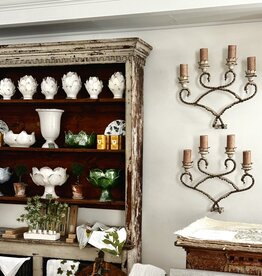Antique Wood & Iron Applique Sconce