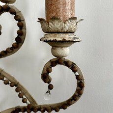 Antique Wood & Iron Applique Sconce