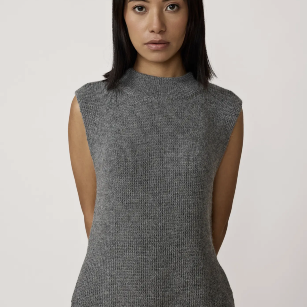 Mockneck Sweater Vest - Charcoal