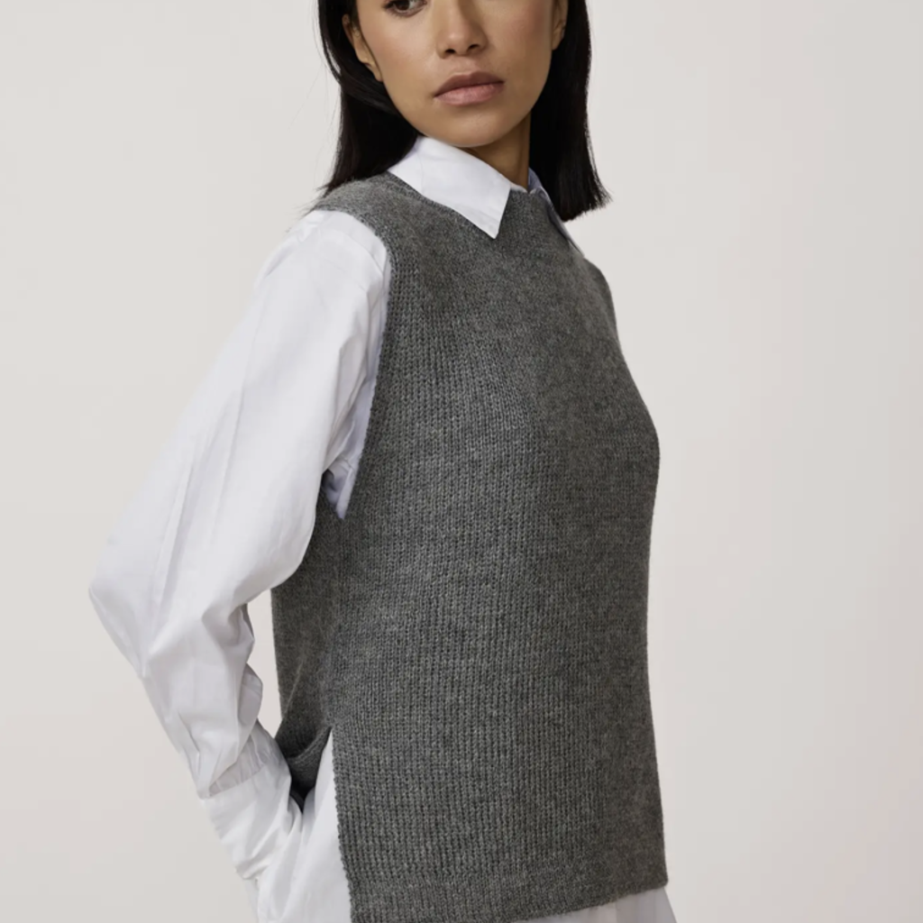 Mockneck Sweater Vest - Charcoal