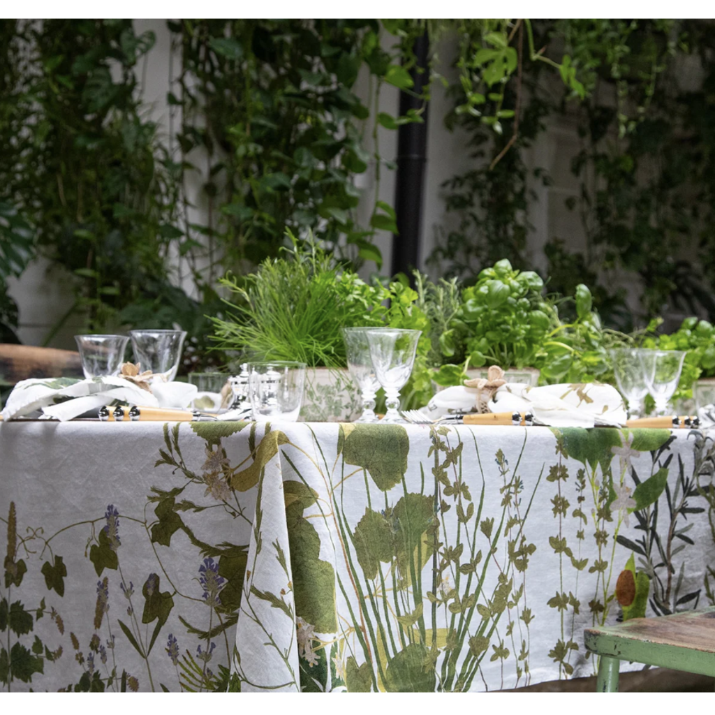 Herb Garden Linen Tablecloth -