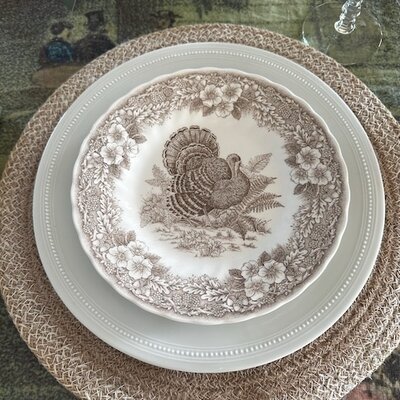 Queen's Myott 8" Turkey Plate - Sepia
