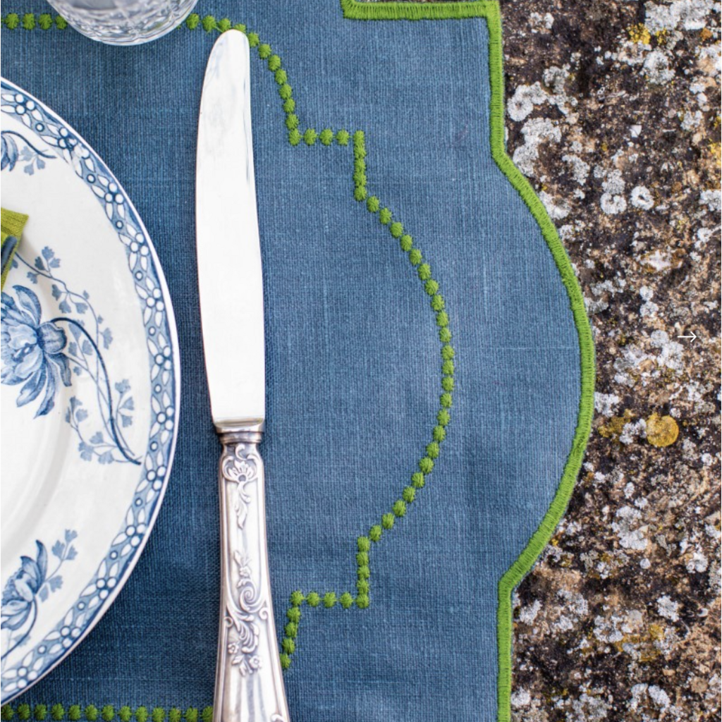 Adele Placemat - Deep Blue/Fern