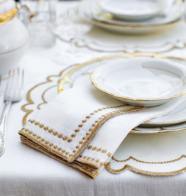 Letizia Linen Napkin - Ivory/Gold