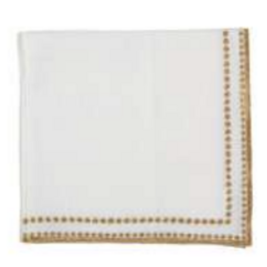 Letizia Linen Napkin - Ivory/Gold