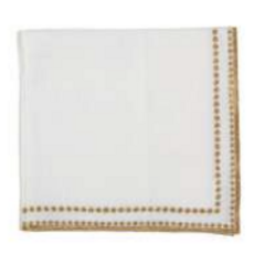 Letizia Linen Napkin - Ivory/Gold